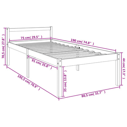 Seniorenbed massief grenenhout wit 75x190 cm