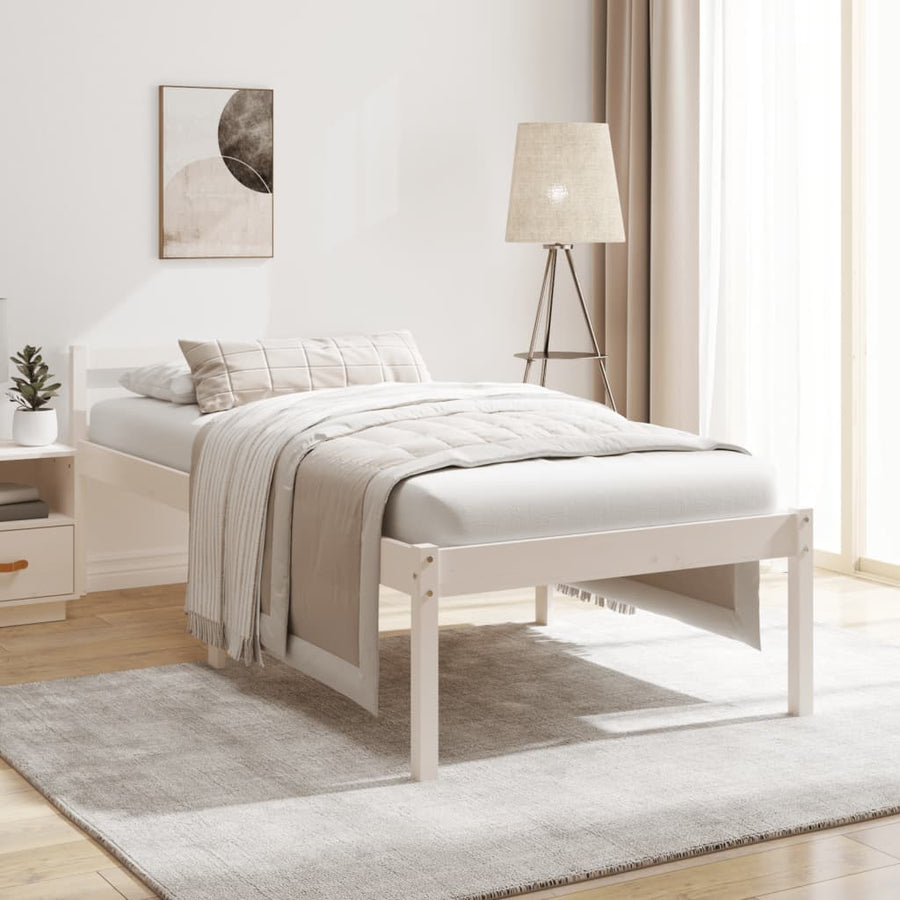 Seniorenbed massief grenenhout wit 75x190 cm