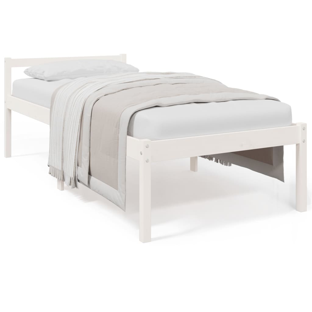 Seniorenbed massief grenenhout wit 90x190 cm