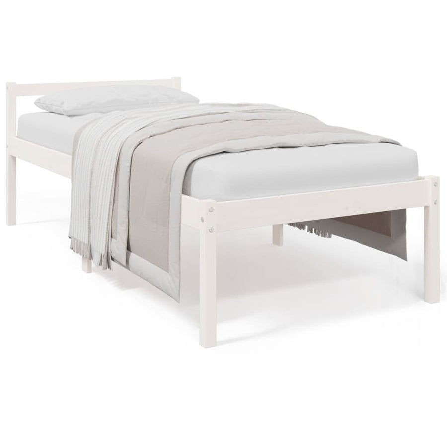 Seniorenbed massief grenenhout wit 90x190 cm