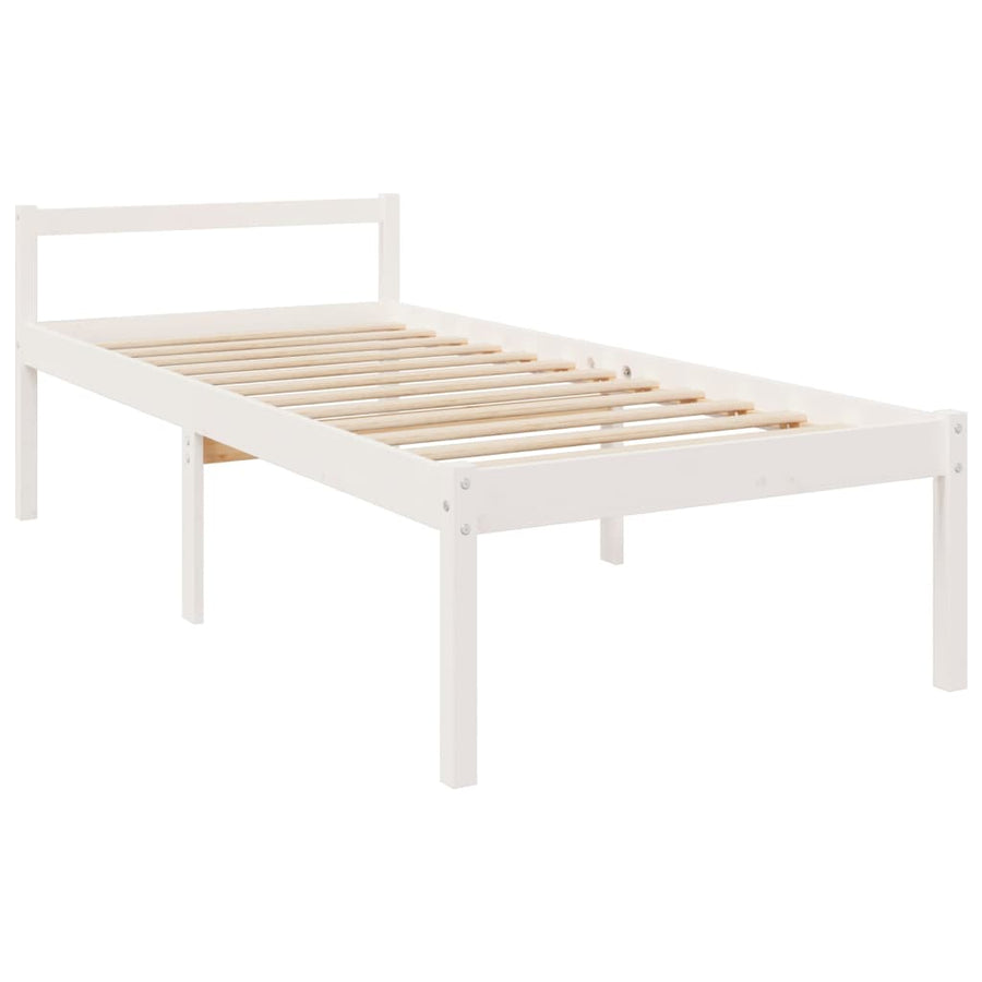 Seniorenbed massief grenenhout wit 90x190 cm
