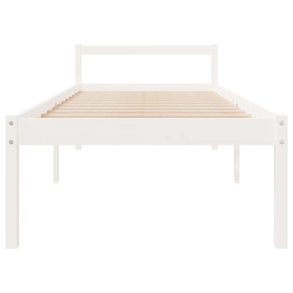 Seniorenbed massief grenenhout wit 90x190 cm
