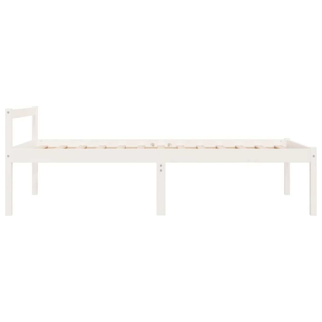 Seniorenbed massief grenenhout wit 90x190 cm