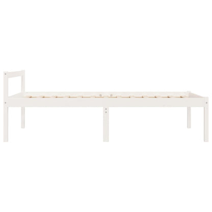 Seniorenbed massief grenenhout wit 90x190 cm
