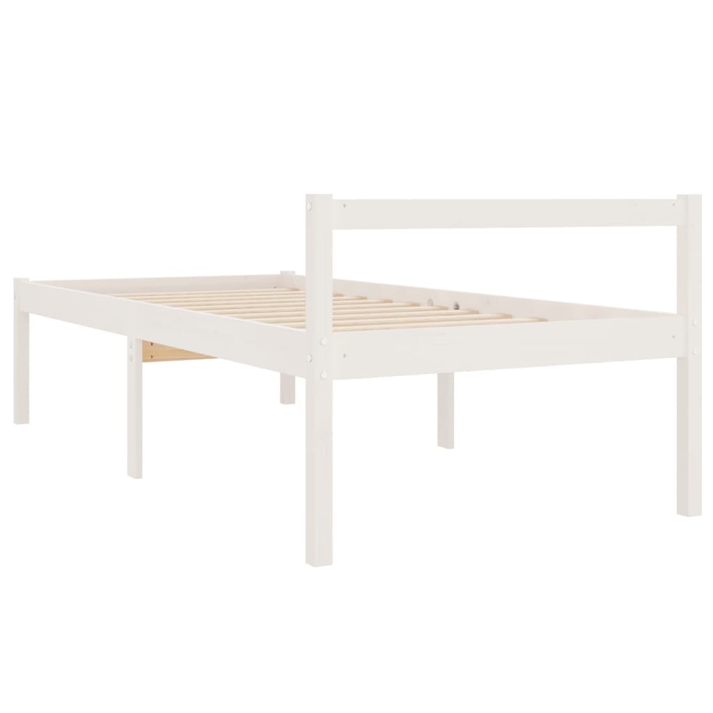 Seniorenbed massief grenenhout wit 90x190 cm