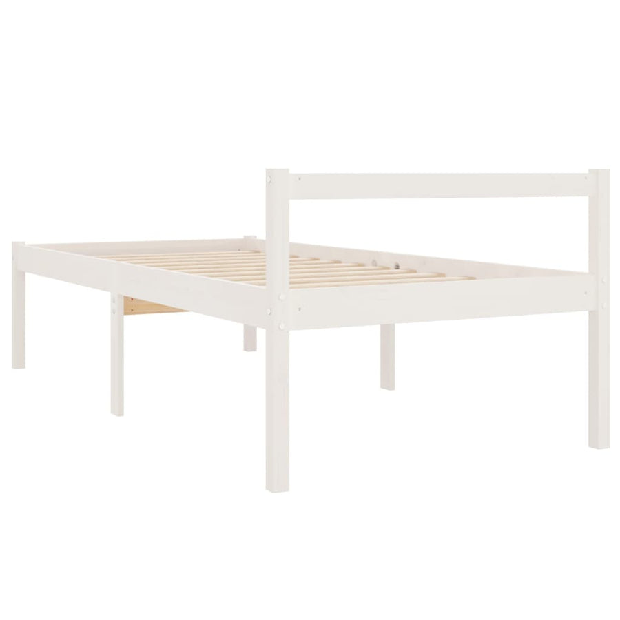 Seniorenbed massief grenenhout wit 90x190 cm