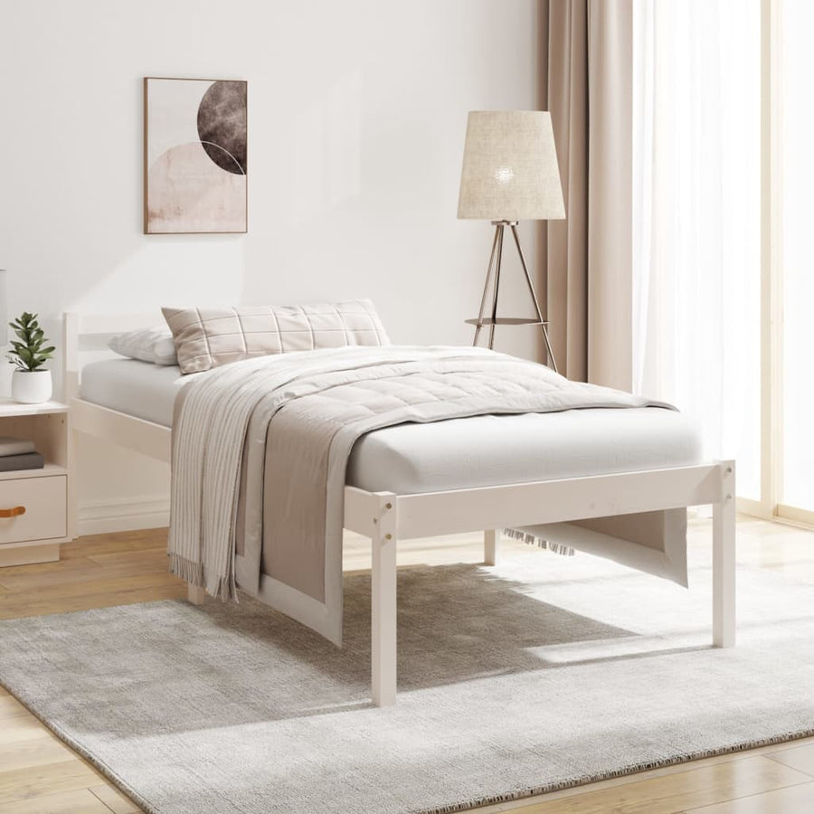 Seniorenbed massief grenenhout wit 90x190 cm