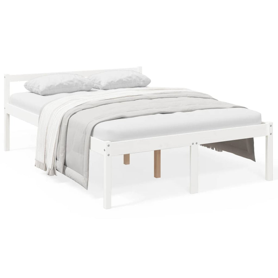 Seniorenbed massief grenenhout wit 120x190 cm