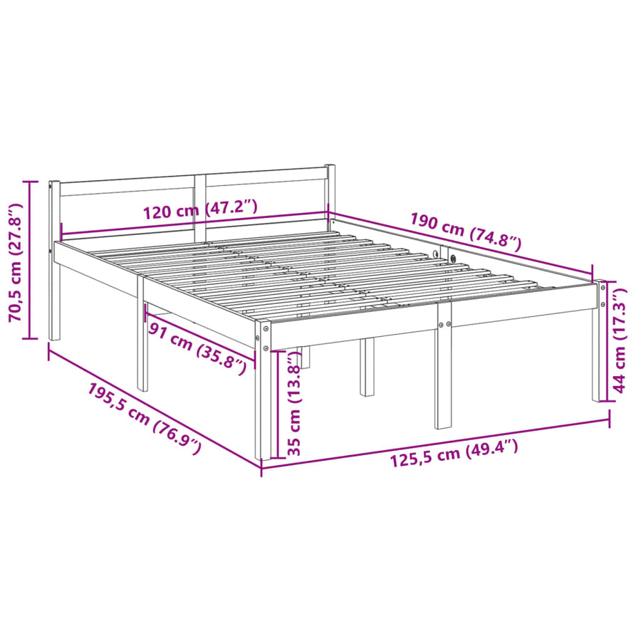 Seniorenbed massief grenenhout wit 120x190 cm