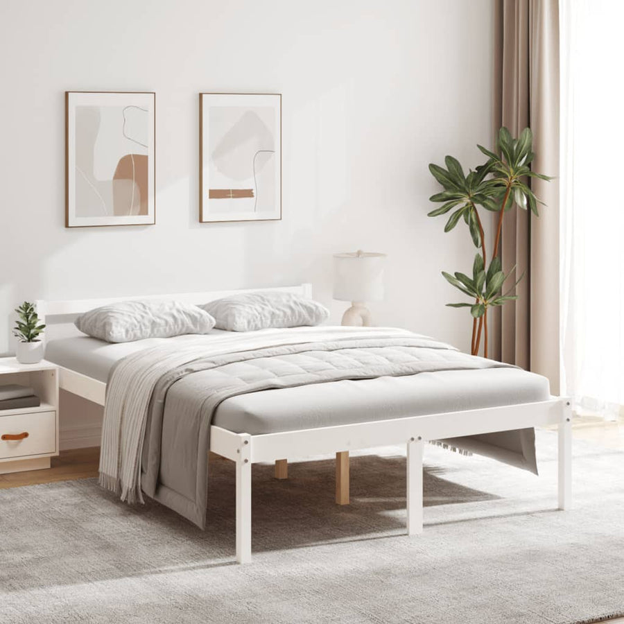 Seniorenbed massief grenenhout wit 120x190 cm