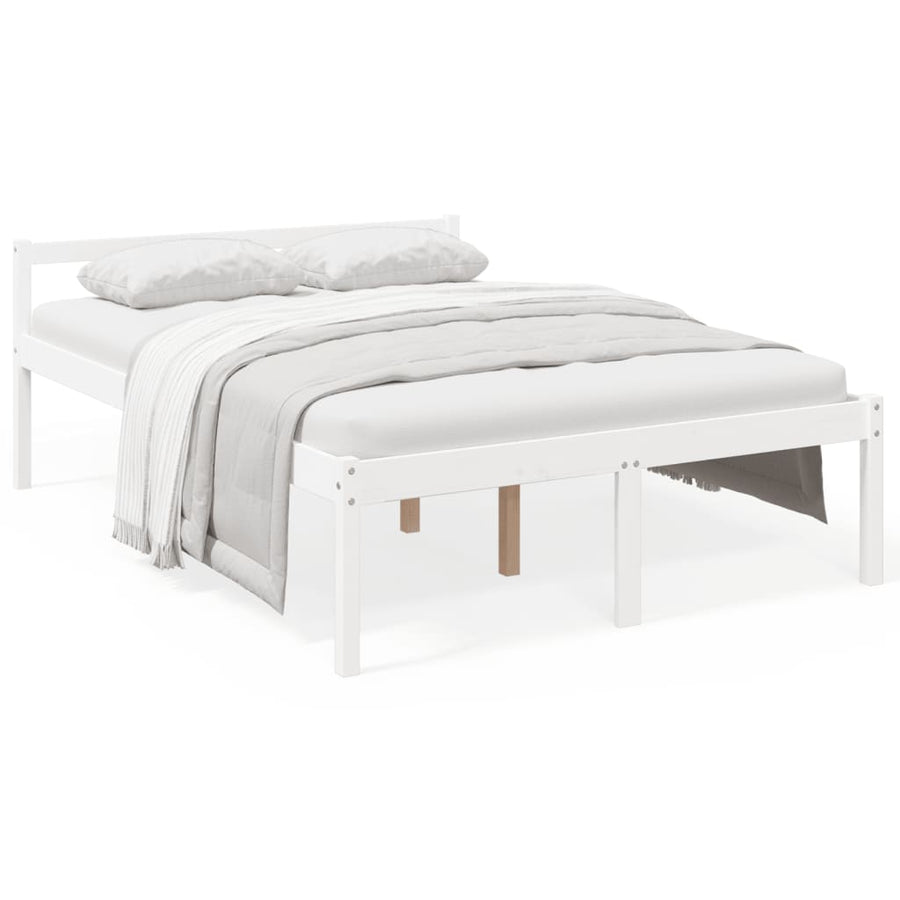 Seniorenbed Massief Grenenhout 120 x 200 cm Wit