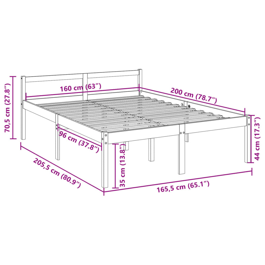 Seniorenbed massief grenenhout 160x200 cm