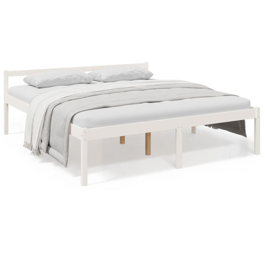 Seniorenbed Massief Grenenhout King Size 180 x 200 cm Wit