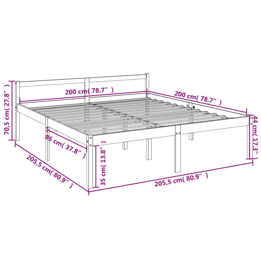 Seniorenbed massief grenenhout 200x200 cm