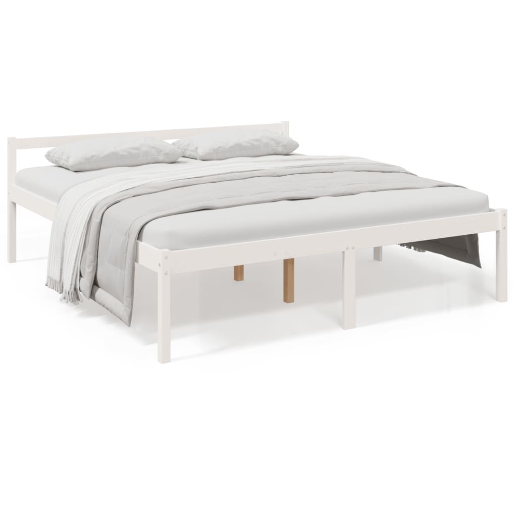 Seniorenbed massief grenenhout wit 200x200 cm