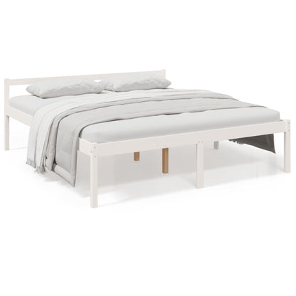 Seniorenbed massief grenenhout wit 200x200 cm