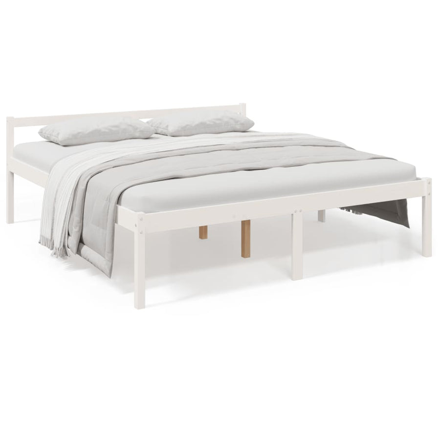 Seniorenbed massief grenenhout wit 200x200 cm
