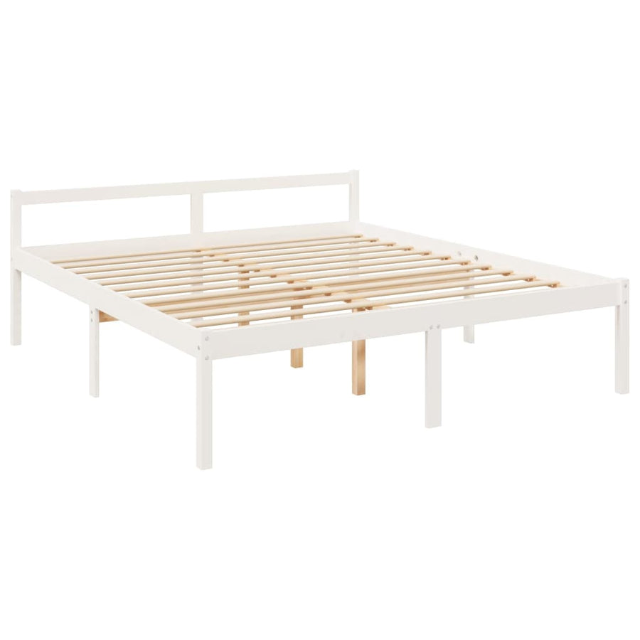 Seniorenbed massief grenenhout wit 200x200 cm
