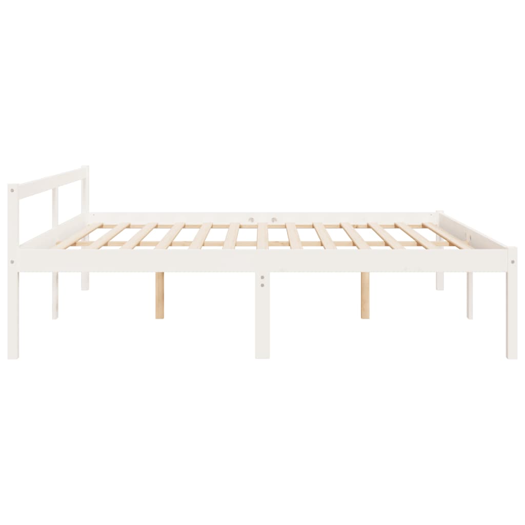 Seniorenbed massief grenenhout wit 200x200 cm