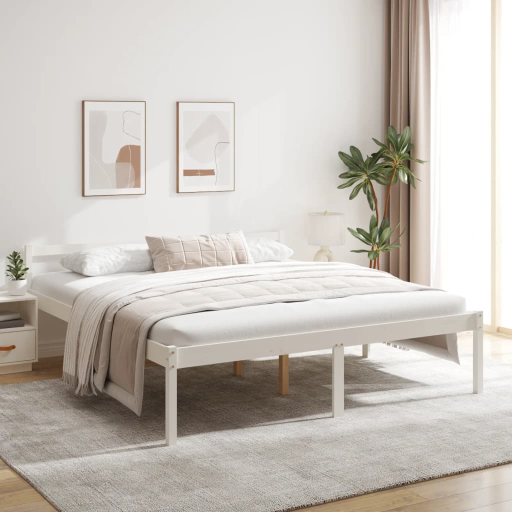 Seniorenbed massief grenenhout wit 200x200 cm