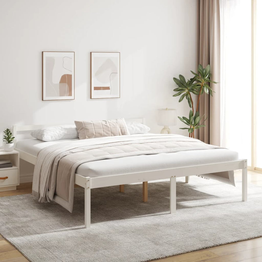 Seniorenbed massief grenenhout wit 200x200 cm