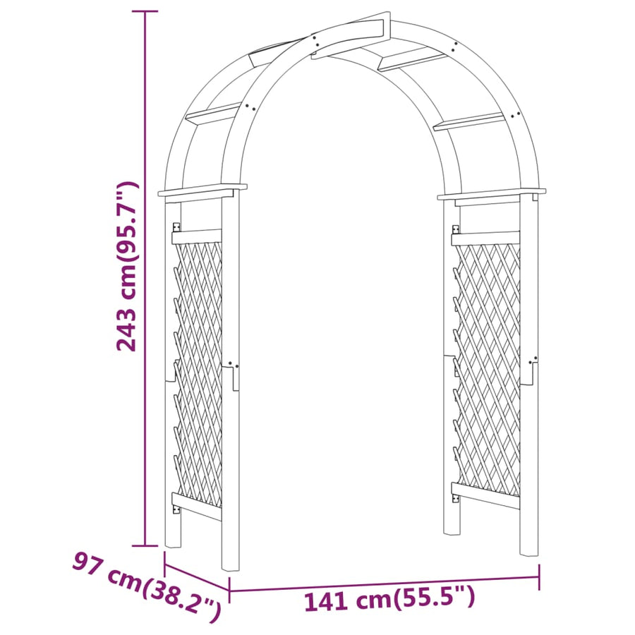 Boog 141X97X243 Cm Geïmpregneerd Massief Grenenhout met latwerk