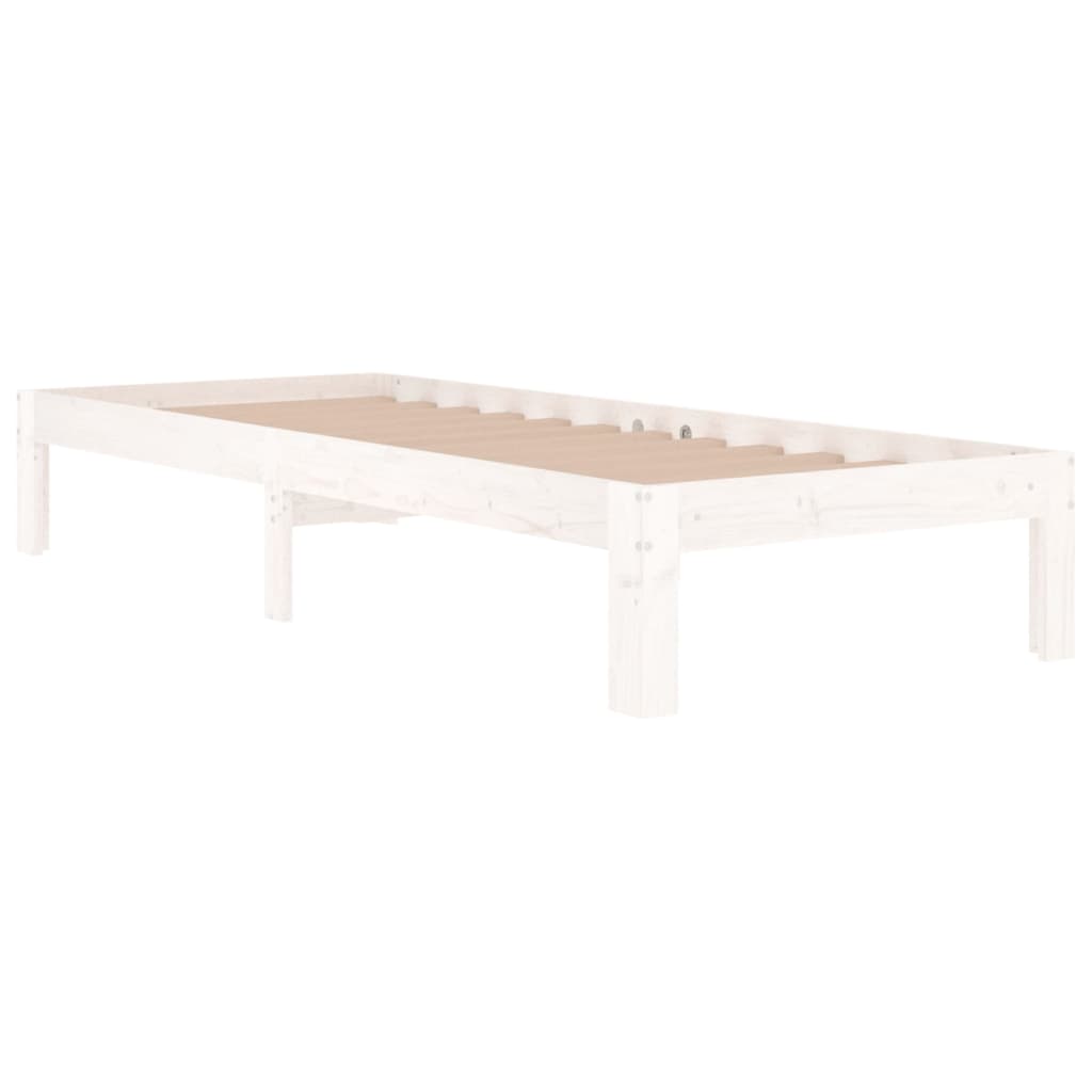 Bedframe Massief Hout 75 x 190 cm Wit