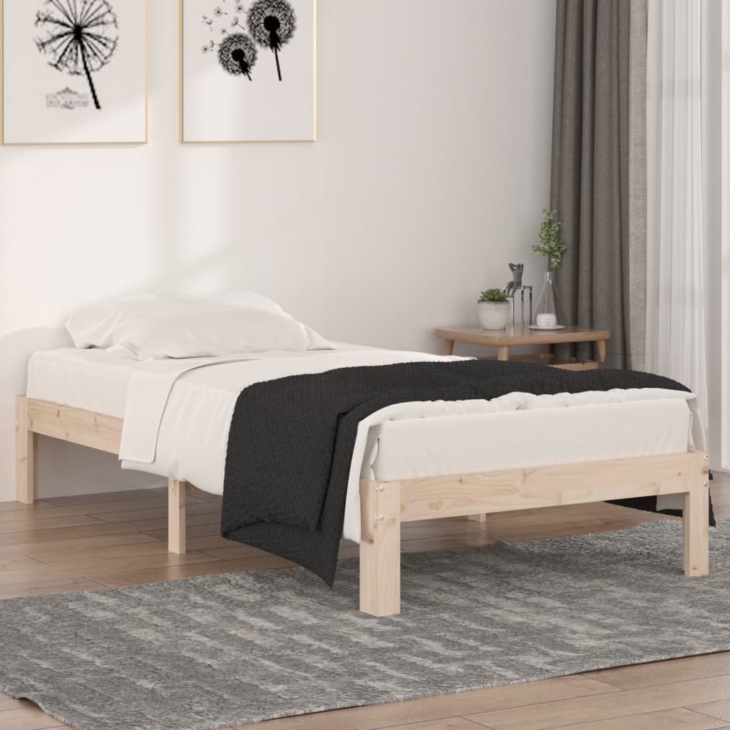 Bedframe Massief Hout Single 90 x 190 cm Naturel