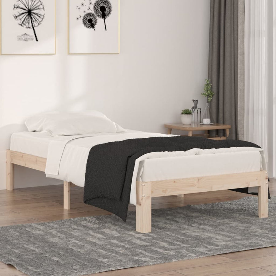 Bedframe Massief Hout Single 90 x 190 cm Naturel
