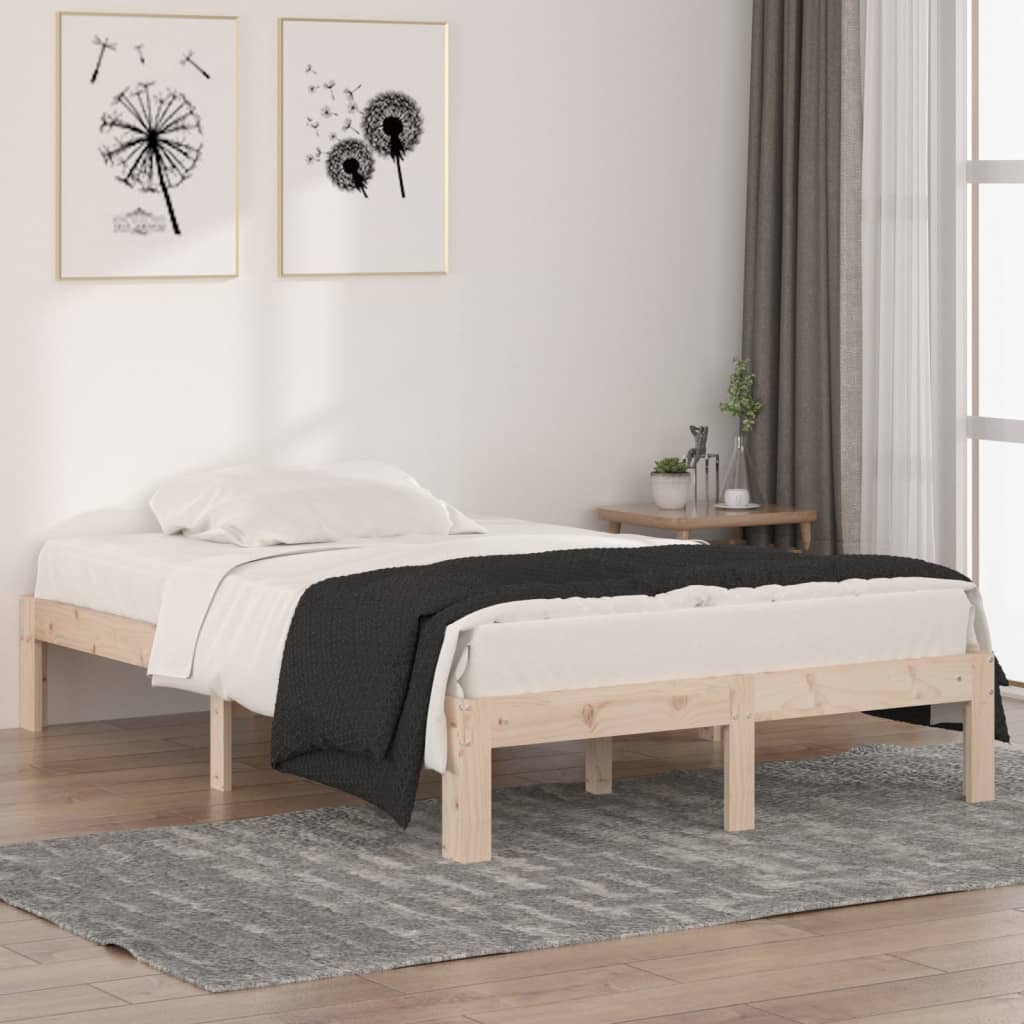 Bedframe Massief Hout 120 x 190 cm Naturel