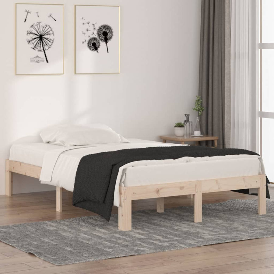 Bedframe Massief Hout 120 x 190 cm Naturel