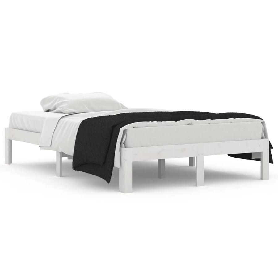 Bedframe Massief Hout 120 x 190 cm Wit