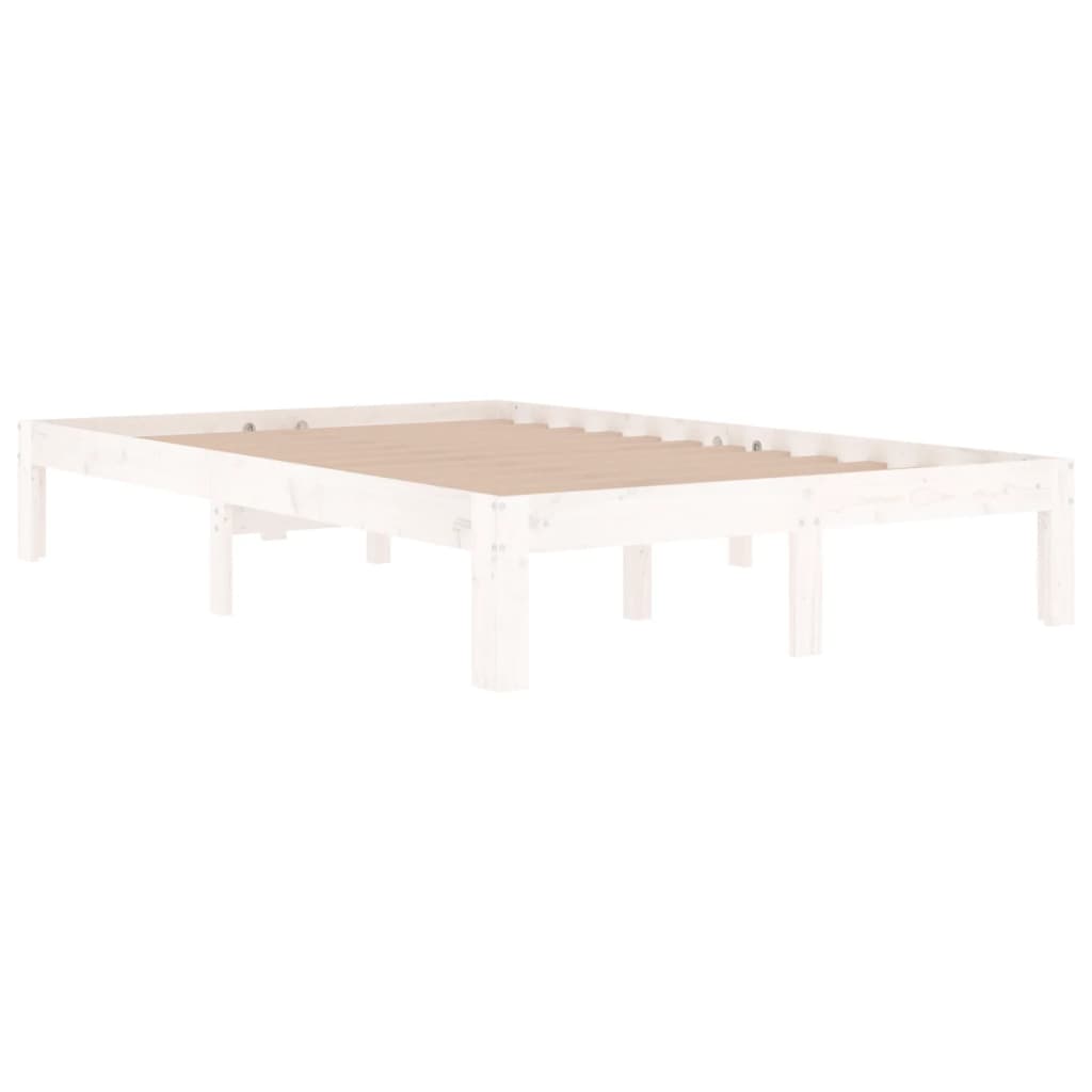 Bedframe Massief Hout 120 x 190 cm Wit