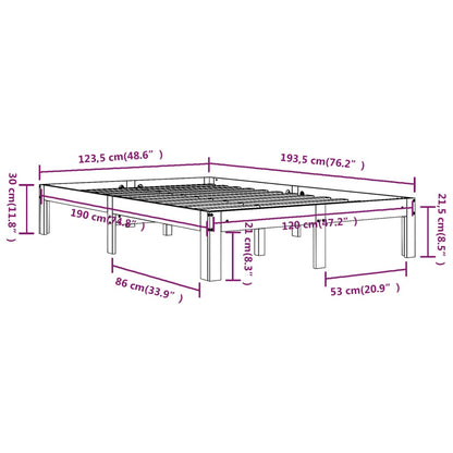 Bedframe Massief Hout 120 x 190 cm Wit