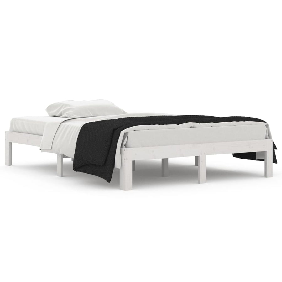 Bedframe Massief Hout Double 135 x 190 cm Wit