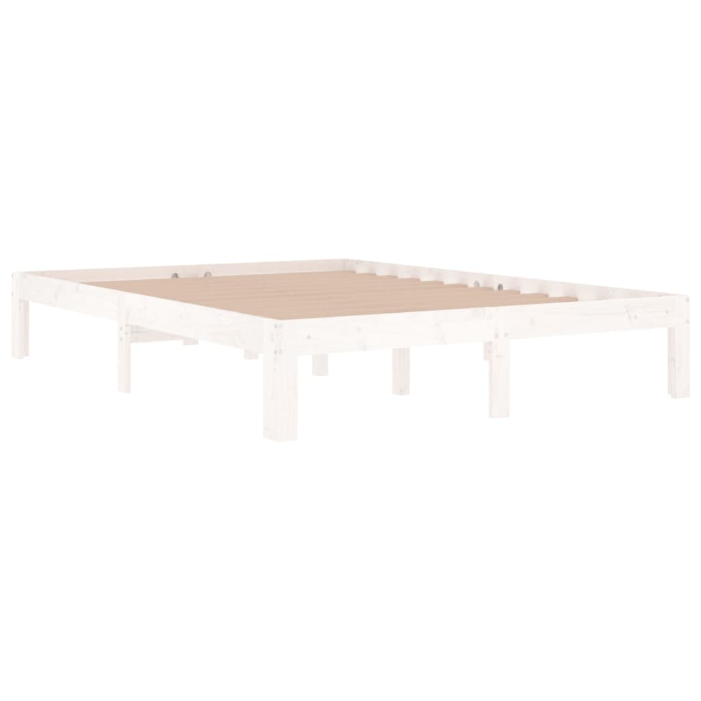 Bedframe Massief Hout Double 135 x 190 cm Wit