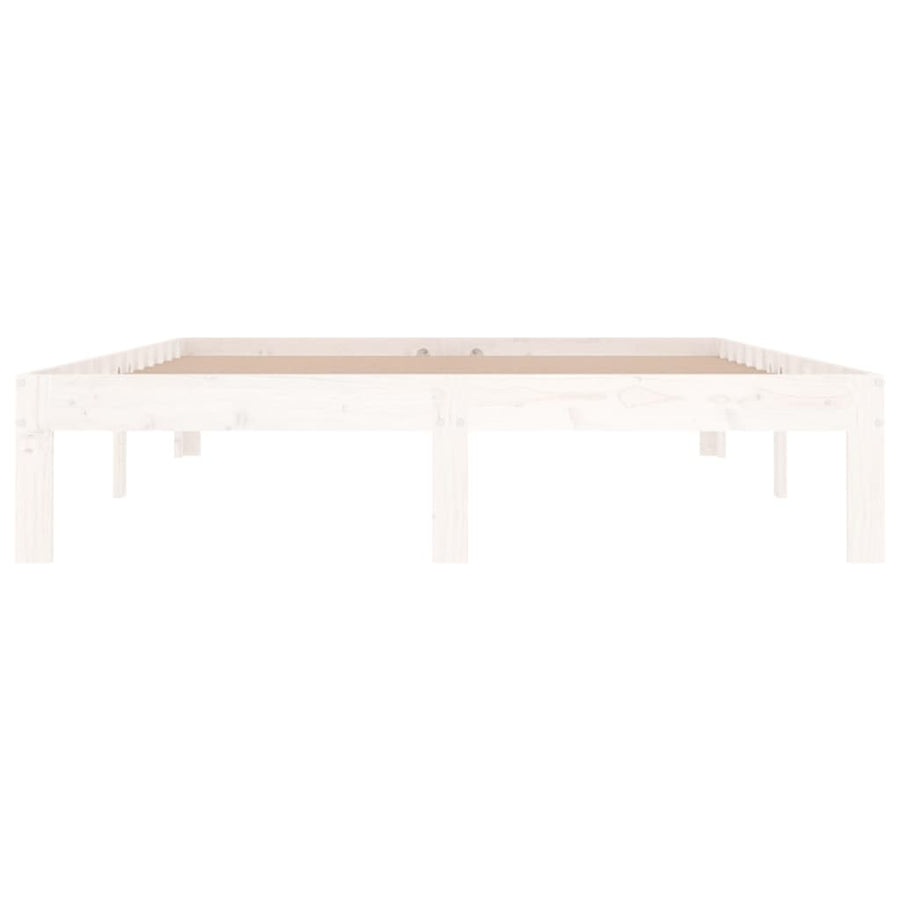 Bedframe Massief Hout Double 135 x 190 cm Wit