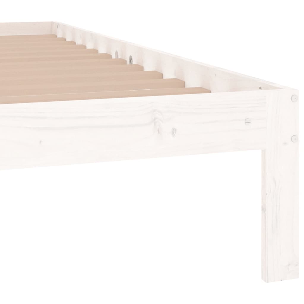 Bedframe Massief Hout Double 135 x 190 cm Wit