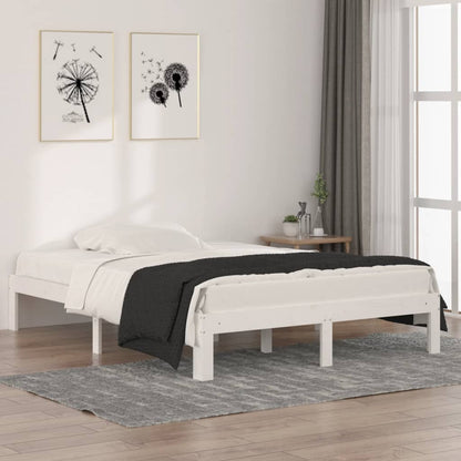 Bedframe Massief Hout Double 135 x 190 cm Wit