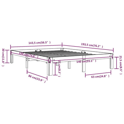 Bedframe Massief Grenenhout 140 x 190 cm Naturel