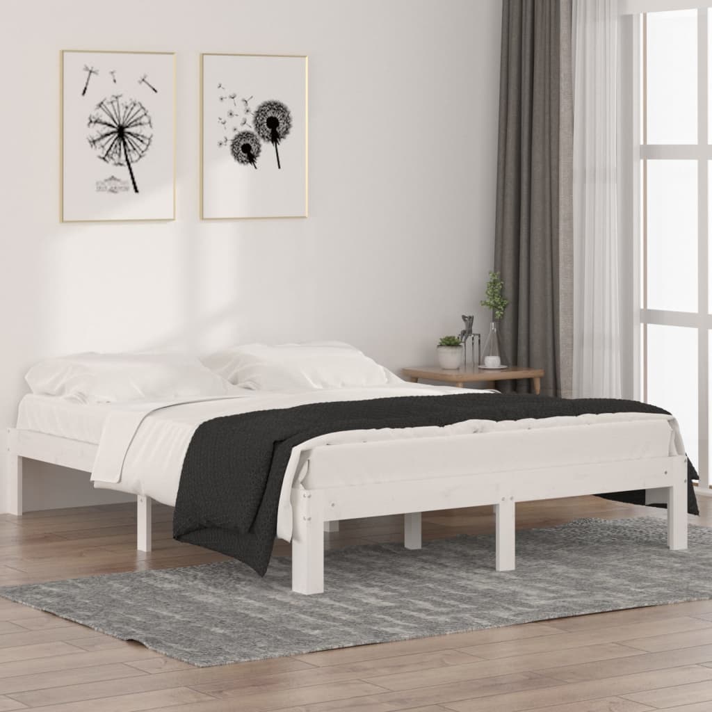 Bedframe Massief Grenenhout 140 x 190 cm Wit