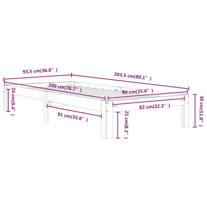 Bedframe Massief Grenenhout 90 x 200 cm Naturel