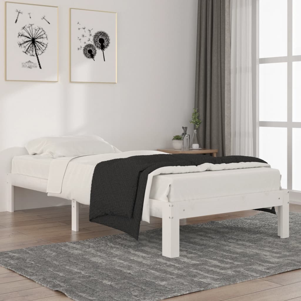 Bedframe Massief Grenenhout 90 x 200 cm Wit