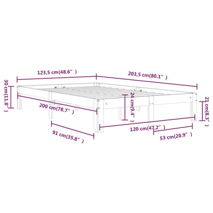 Bedframe Massief Grenenhout 120 x 200 cm Wit