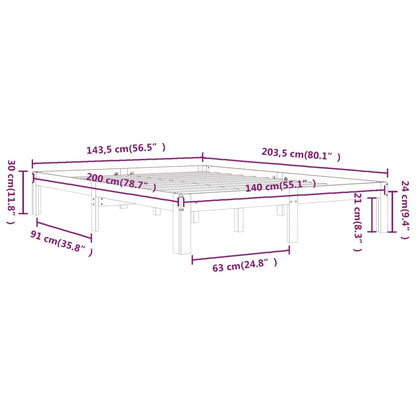 Bedframe Massief Grenenhout 140 x 200 cm Naturel