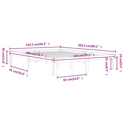 Bedframe Massief Grenenhout 140 x 200 cm Wit