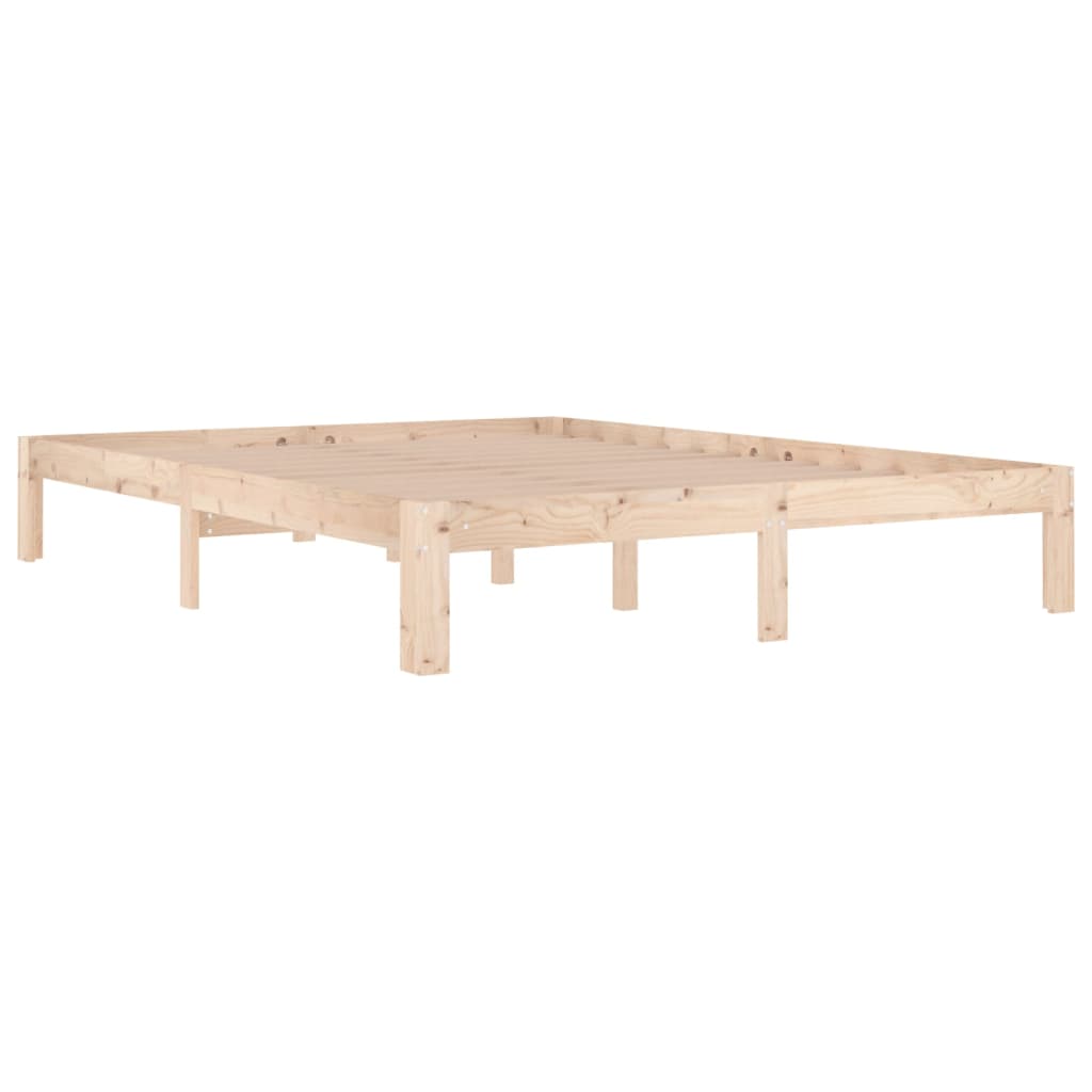 Bedframe Massief Hout King Size 150 x 200 cm Naturel