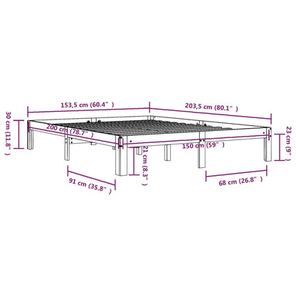 Bedframe Massief Hout King Size 150 x 200 cm Naturel