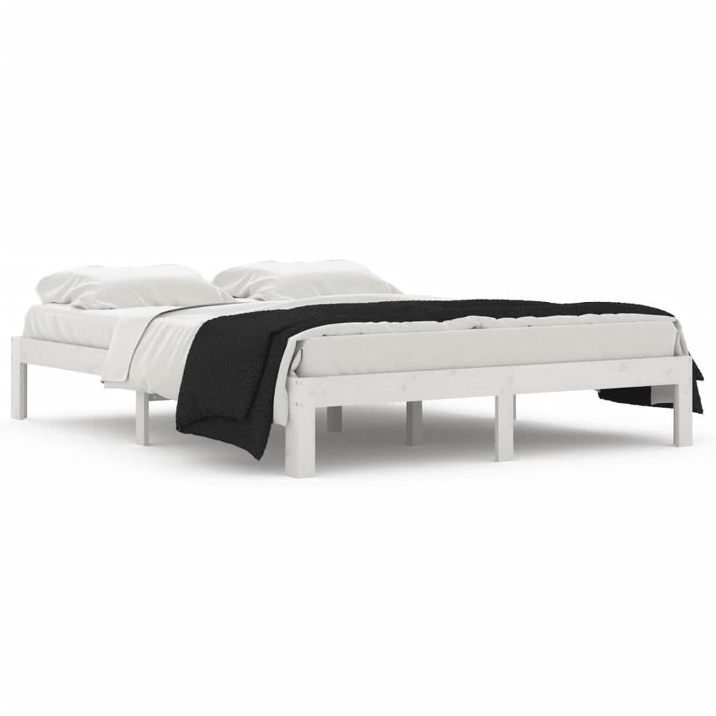 Bedframe Massief Hout King Size 150 x 200 cm Wit