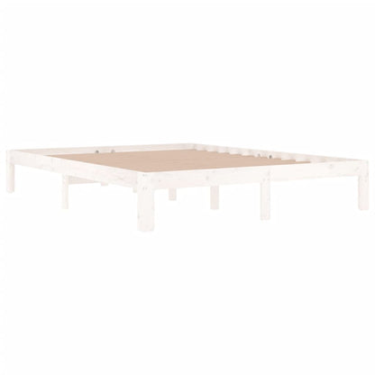 Bedframe Massief Hout King Size 150 x 200 cm Wit